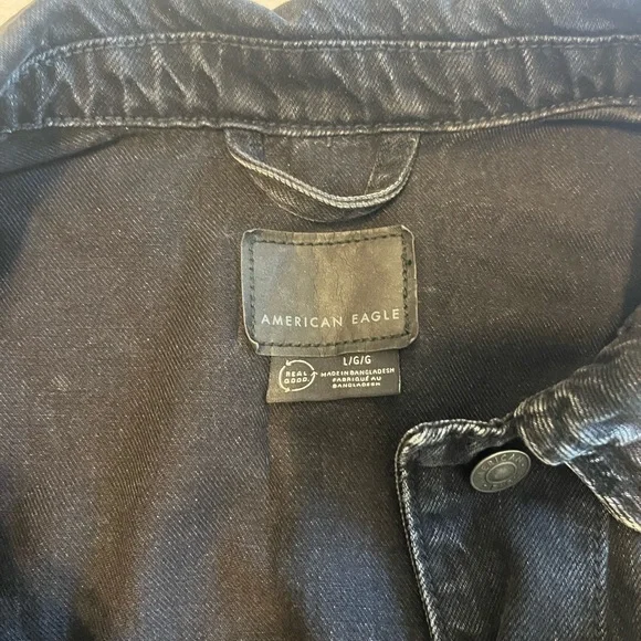 American Eagle Outfitters Distressed Black Denim Jacket - Picture 2 of 3